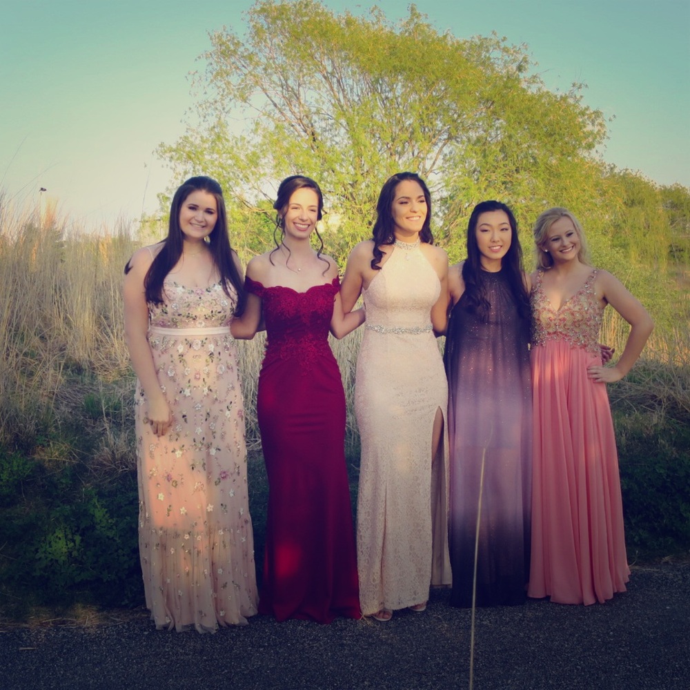 Pink Beaded Prom Dress